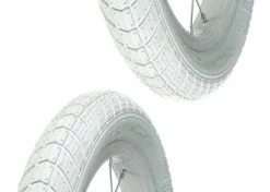 Caoutchouc 2x Pneu Blanc 16 X 2.00" (50-305) Lisse ORTEM VENOM Vélo Enfant Junior Mixte Route Chemin