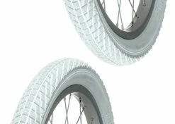 Caoutchouc 2x Pneu Blanc 18 X 2.00" (50-355) Slick ORTEM Vélo Enfant Junior Mixte Route Chemin