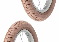Caoutchouc 2x Pneu Marron 16 X 2.00" (50-305) Lisse ORTEM VENOM Vélo Enfant Junior Mixte Route Chemin