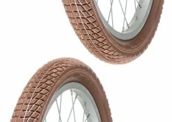Caoutchouc 2x Pneu Marron 18 X 2.00" (50-355) Slick ORTEM Vélo Enfant Junior Mixte Route Chemin