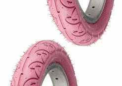 Caoutchouc 2x Pneu Rose 12 1/2 X 1.75 X 2 1/4" (47-203) Lisse ORTEM WILLY Vélo Enfant Draisienne Poussette