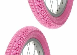 Caoutchouc 2x Pneu Rose 18 X 2.00" (50-355) Slick ORTEM Vélo Enfant Junior Mixte Route Chemin