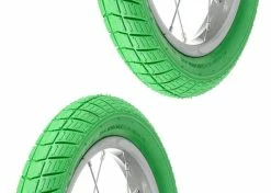 Caoutchouc 2x Pneu Vert 14 X 2.00" (50-254) Lisse ORTEM VENOM Vélo Enfant Junior Mixte Route Chemin