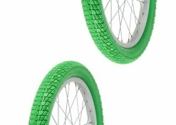 Caoutchouc 2x Pneu Vert 18 X 2.00" (50-355) Slick ORTEM Vélo Enfant Junior Mixte Route Chemin