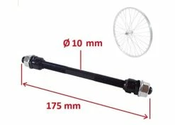 Acier Galvanisé AXE DE Roue Velo Universel 10x175 MM MOYEU Arriere Plein VTT Route BMX Fixie SINGLESPEED Vintage Ancien ECROU 10MM 175MM