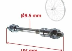 Acier Galvanisé AXE DE Roue Velo Universel 9.5x155 MM MOYEU Arriere Plein VTT Route BMX Fixie SINGLESPEED 9.5MM 155MM