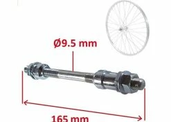 Acier Galvanisé AXE DE Roue Velo Universel 9.5x165 MM MOYEU Arriere Plein VTT Route BMX Fixie SINGLESPEED 9.5MM 165MM