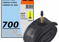 Elastomère CHAMBRE A AIR VELO 700x19C 23C (19/23-622) VALVE PRESTA 40MM ROAD