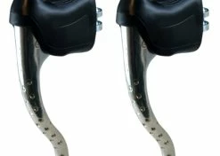 Aluminium KIT LEVIER DE FREIN PERFORE ET REPOSE MAIN PAIRE COCOTTE VINTAGE VELO COURSE 22.2MM ALU -magasin de vélo kit levier de frein perfore et repose main paire cocotte vintage velo course 222mm alu 2