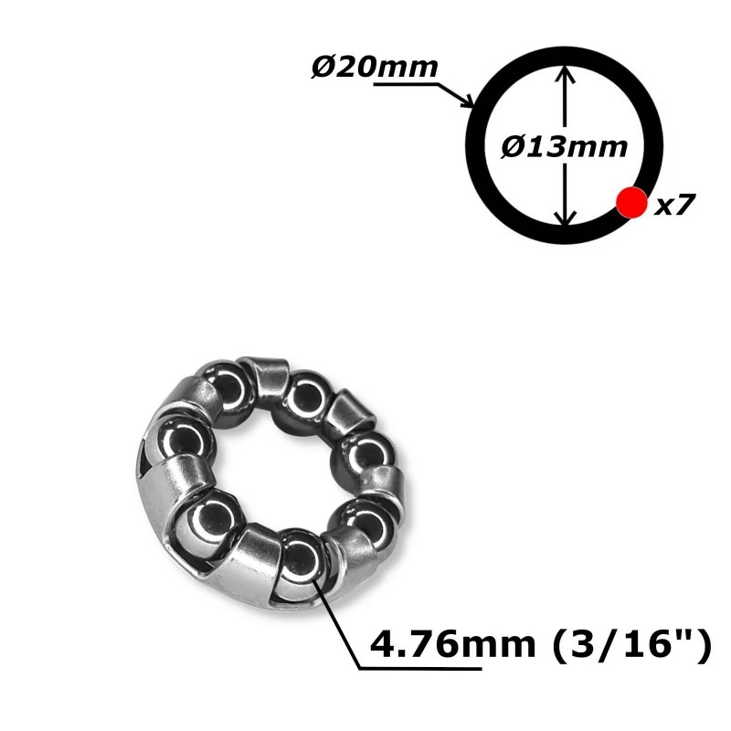 Acier Galvanisé Roulement Cage à Billes 13mm 20mm 7 Billes 3/16" Moyeu Avant Vélo Vtt Route 5 Acier Galvanisé Roulement Cage à Billes 13mm 20mm 7 Billes 3/16" Moyeu Avant Vélo Vtt Route – Image 3