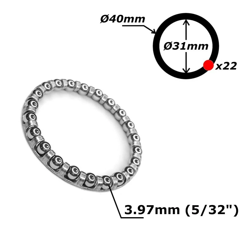 Acier Galvanisé Roulement Cage à Billes 31mm 40mm 22 Billes 5/32" Direction 1 1/8" Oversize Vélo Cycle Ville Route Vtt 5 Acier Galvanisé Roulement Cage à Billes 31mm 40mm 22 Billes 5/32" Direction 1 1/8" Oversize Vélo Cycle Ville Route Vtt – Image 3